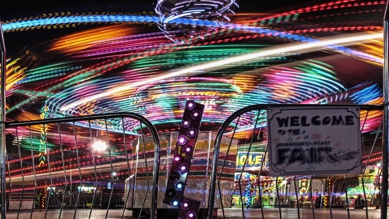 State Fair Ride at night with streaking lights