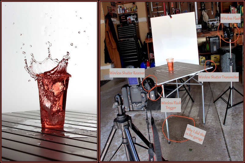 Ice cube being dropped into a glass or water and splashing.